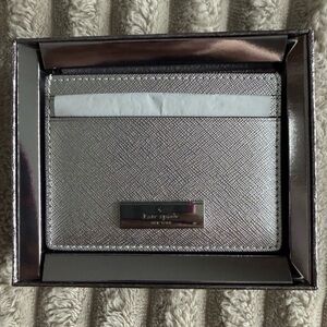 kate spade Silver Metallic Card Holder Wallet